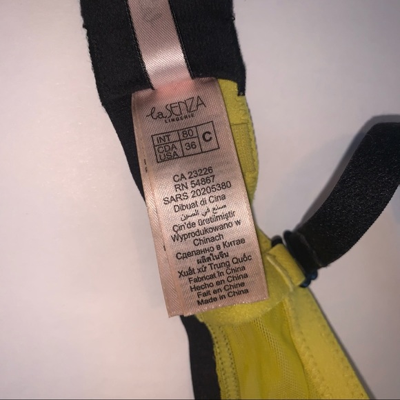 La SENZA shiny neon green push-up bra with black lace size 36 C like new - Picture 7 of 11